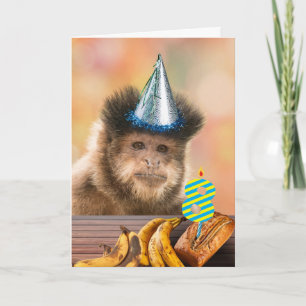 Grappig 8e Verjaardag Capuchin Monkey Banaan Brood Kaart