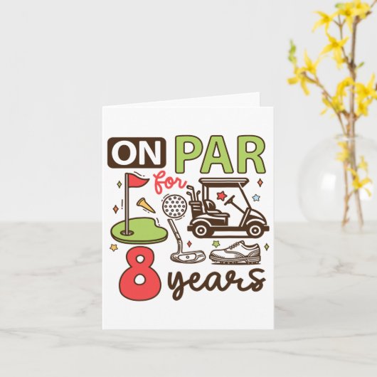 Grappig 8e Verjaardag Golf Shirt 8 Jaar Oude Golfe Kaart (Gele Bloem)