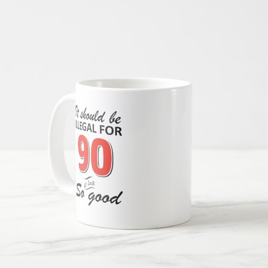 Grappig 90ste jaar oud design koffiemok (Voorkant links)