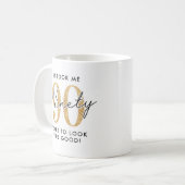 Grappig 90ste verjaardagscadeau koffiemok (Voorkant links)