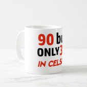 Grappig 90ste verjaardagsontwerp koffiemok (Voorkant links)