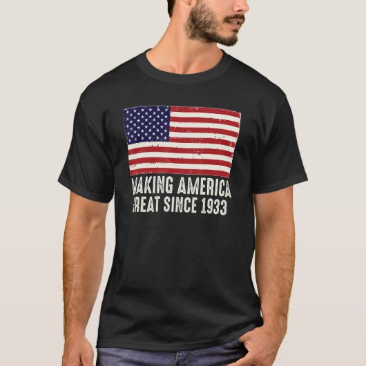 Grappig 90th Birthday ons vlag maakt Amerika gewel T-shirt (Voorkant)