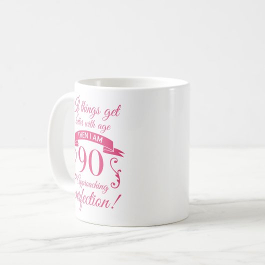 Grappig 90th Birthday 'Perfection' Koffiemok (Voorkant links)