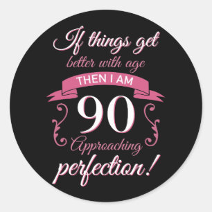 Grappig 90th Birthday 'Perfection' Ronde Sticker