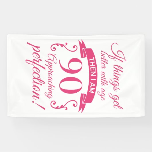 Grappig 90th Birthday 'Perfection' Spandoek (Horizontaal)