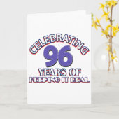 Grappig 96ste verjaardagsdesign kaart (Gele Bloem)