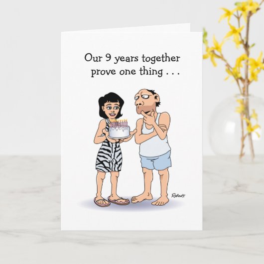 Grappig 9e Jubileum: liefde Kaart (Gele Bloem)