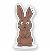 Grappig Aangebeten Oor Chocolade Konijn Slachtoffe Sticker (Voorkant)