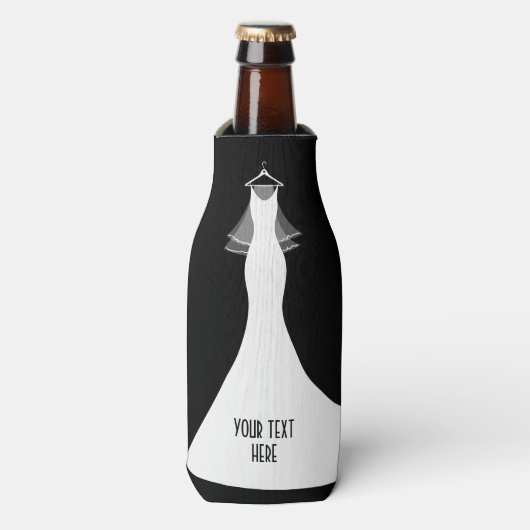 Grappig aangepast bierfleskoeler met trouwjurk flesjeskoeler (Fles Voorkant)