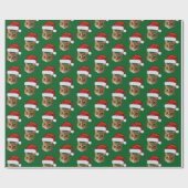 Grappig Aangepast Gezicht Kat Foto Kerstman Hoed K Cadeaupapier (Vlak)