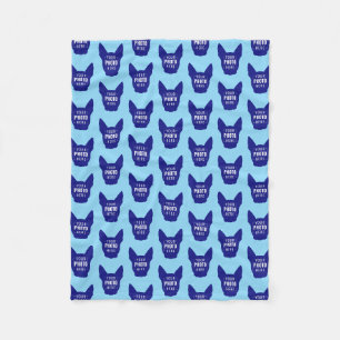 Grappig aangepast honden gezicht foto patroon blau fleece deken