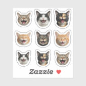 Grappig Aangepast Kattengezicht – Gepersonaliseerd Sticker (Vel)
