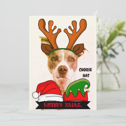 Grappig aangepast kerstfeest, petten uitnodiging (Staand voorkant)