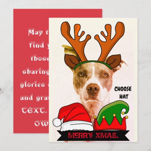 Grappig aangepast kerstfeest, petten uitnodiging (Voorkant / Achterkant)