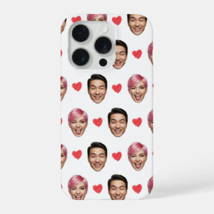 Grappig Aangepast Koppel Gezichten Patroon Rode Ha iPhone 15 Pro Case