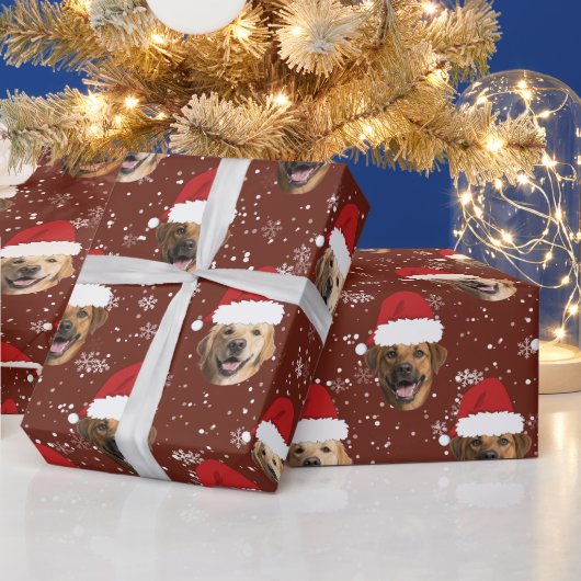 Grappig Aangepaste 3 Hond Gezichten Kerstmis Kerst Cadeaupapier (Feestdagen)