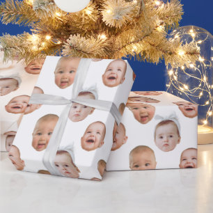 Grappig Aangepaste Baby Gezicht Foto Gezicht 3 Fot Cadeaupapier