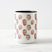 Grappig Aangepaste Baby Gezicht Foto Gezicht 3 Fot Tweekleurige Koffiemok (Center)