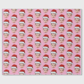 Grappig Aangepaste Baby Gezicht Foto Santa Head Xm Cadeaupapier (Vlak)