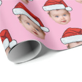 Grappig Aangepaste Baby Gezicht Foto Santa Head Xm Cadeaupapier (Rol Hoek)