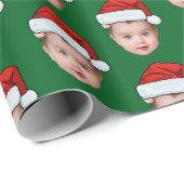 Grappig Aangepaste Baby Gezicht Foto Santa Head Xm Cadeaupapier (Rol Hoek)