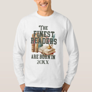 Grappig aangepaste boek liefhebber geboortejaar ve t-shirt