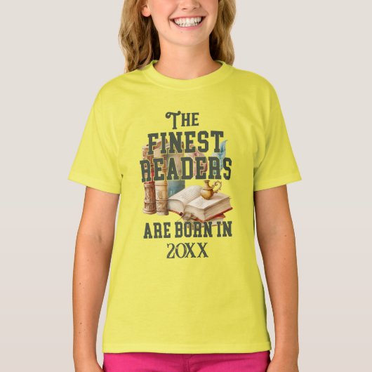 Grappig aangepaste boek liefhebber geboortejaar ve t-shirt (Voorkant)