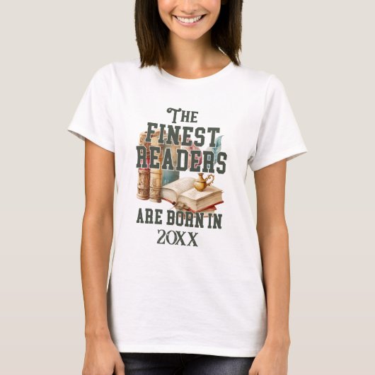 Grappig aangepaste boek liefhebber geboortejaar ve t-shirt (Voorkant)