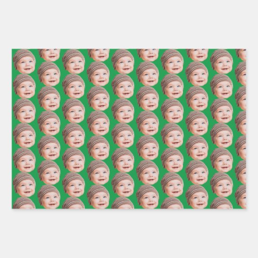 Grappig Aangepaste Gezicht Foto Baby Mama Pap Gift Inpakpapier Vel (Voorkant 3)