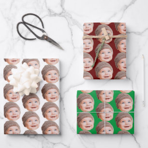 Grappig Aangepaste Gezicht Foto Baby Mama Pap Gift Inpakpapier Vel