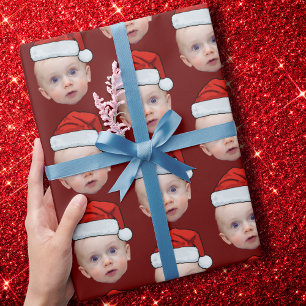 Grappig Aangepaste Gezicht Foto Santa Hat Kerst Ro Cadeaupapier