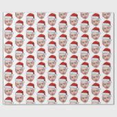 Grappig Aangepaste Gezicht Foto Santa Head Kerstmi Cadeaupapier (Vlak)