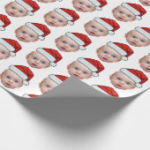 Grappig Aangepaste Gezicht Foto Santa Head Kerstmi Cadeaupapier (Hoek)