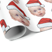 Grappig Aangepaste Gezicht Foto Santa Head Kerstmi Cadeaupapier (Rol Hoek)