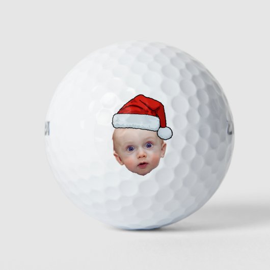 Grappig Aangepaste Gezicht Foto Santa Head Kerstmi Golfballen (Voorkant)