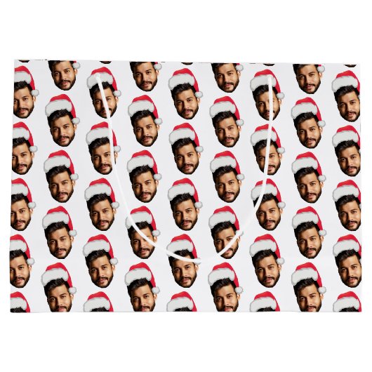 Grappig Aangepaste Gezicht Foto Santa Head Kerstmi Groot Cadeauzakje (Achterkant)