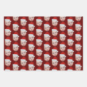 Grappig Aangepaste Gezicht Foto Santa Head Kerstmi Inpakpapier Vel (Voorkant 3)