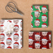 Grappig Aangepaste Gezicht Foto Santa Head Kerstmi Inpakpapier Vel
