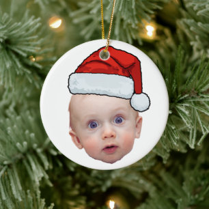 Grappig Aangepaste Gezicht Foto Santa Head Kerstmi Keramisch Ornament