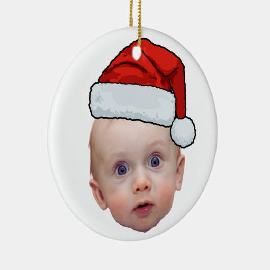 Grappig Aangepaste Gezicht Foto Santa Head Kerstmi Keramisch Ornament (Rechts)