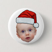 Grappig Aangepaste Gezicht Foto Santa Head Kerstmi Ronde Button 5,7 Cm (Voorkant)