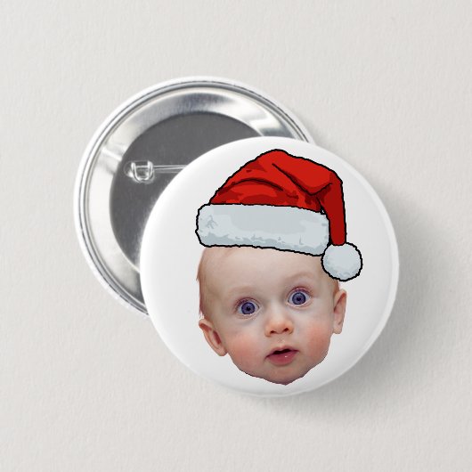 Grappig Aangepaste Gezicht Foto Santa Head Kerstmi Ronde Button 5,7 Cm (Voorkant /achterkant)