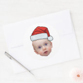 Grappig Aangepaste Gezicht Foto Santa Head Kerstmi Ronde Sticker (Envelop)