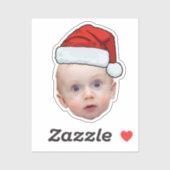 Grappig Aangepaste Gezicht Foto Santa Head Kerstmi Sticker (Vel)