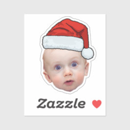 Grappig Aangepaste Gezicht Foto Santa Head Kerstmi Sticker