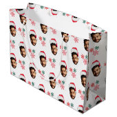 Grappig Aangepaste Gezicht Foto Santa Head Sneeuwv Groot Cadeauzakje (Achterkant Gekanteld)