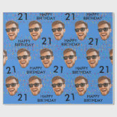 Grappig aangepaste gezicht foto verjaardagsfeestje cadeaupapier (Vlak)