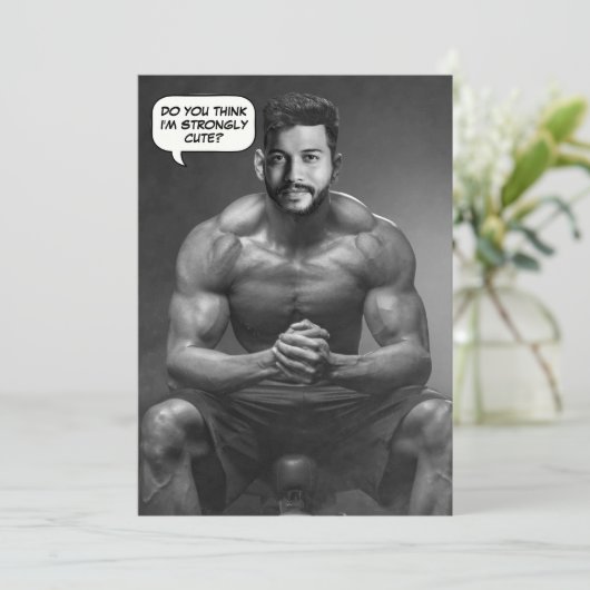 Grappig aangepaste gezicht in hole body builder fo kaart (Staand voorkant)