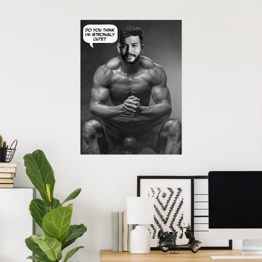 Grappig aangepaste gezicht in hole body builder fo poster (Thuiskantoor)