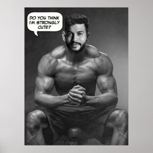 Grappig aangepaste gezicht in hole body builder fo poster